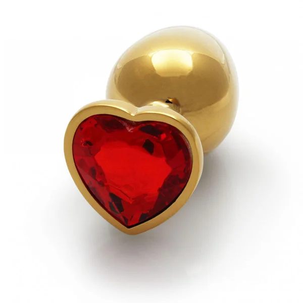 OUCH! Heart Gem Gold Butt Plug - Large - Gold 9.3 cm Large Butt Plug with Heart Gem Base — image 5 of 8