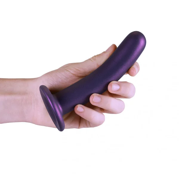 OUCH! Smooth Silicone G-Spot Dildo - 6'' / 14.5 cm - Metallic Purple 14.5 cm Dildo — image 2 of 9