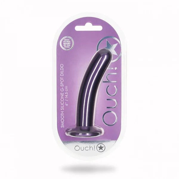 OUCH! Smooth Silicone G-Spot Dildo - 6'' / 14.5 cm - Metallic Purple 14.5 cm Dildo — image 9 of 9