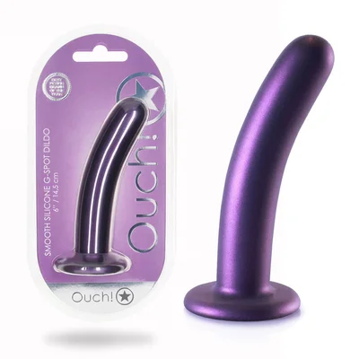 ouch smooth silicone g spot dildo 6 145 cm metallic purple 145 cm dildo