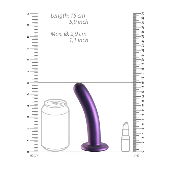 OUCH! Smooth Silicone G-Spot Dildo - 6'' / 14.5 cm - Metallic Purple 14.5 cm Dildo — image 8 of 9