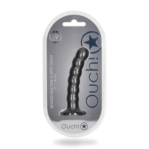 OUCH! Beaded Silicone G-Spot Dildo - 5'' / 13cm - Gunmetal 13 cm Dildo — image 8 of 8