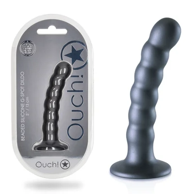 ouch beaded silicone g spot dildo 5 13cm gunmetal 13 cm dildo