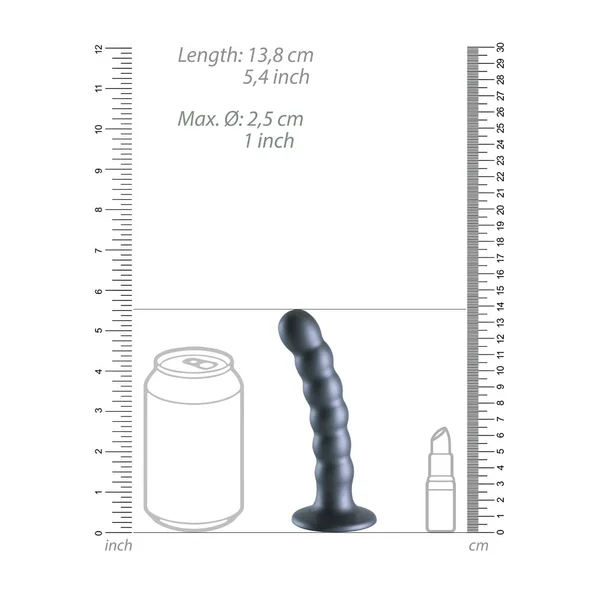 OUCH! Beaded Silicone G-Spot Dildo - 5'' / 13cm - Gunmetal 13 cm Dildo — image 7 of 8