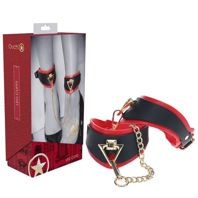 ouch milan collection leg cuffs blackred restraints