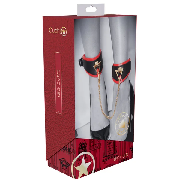OUCH! Milan Collection - Leg Cuffs - Black/Red Restraints — image 3 of 4