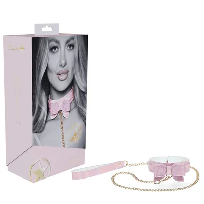 ouch paris collection collar with leash pink restraint