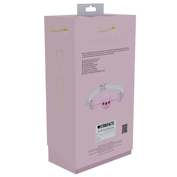 OUCH! Paris Collection - Silicone Ball Gag - Pink Breatheable Mouth Restraint — image 5 of 5
