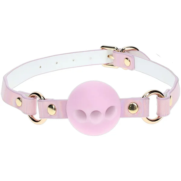 OUCH! Paris Collection - Silicone Ball Gag - Pink Breatheable Mouth Restraint — image 2 of 5