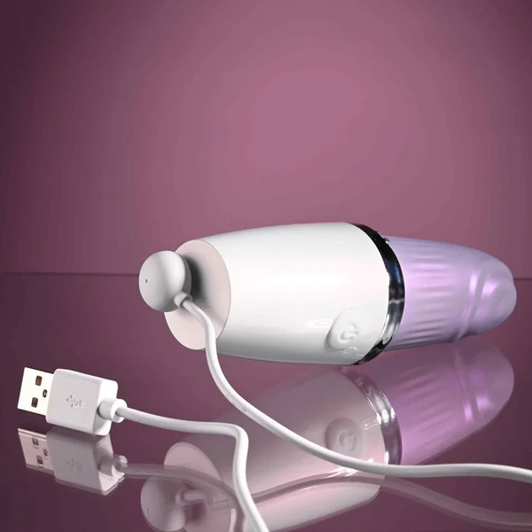 Playboy Pleasure GETAWAY - White/Purple 14.2 cm USB Rechargeable Tapping Stimulator — image 9 of 9
