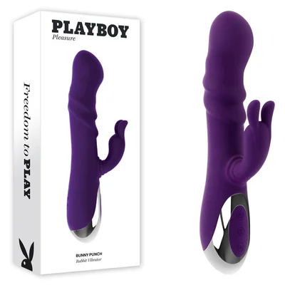 playboy pleasure bunny punch purple 244 cm usb rechargeable twirling rabbit vibrator