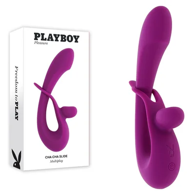 playboy pleasure cha cha slide purple 20 cm usb rechargeable rabbit vibrator