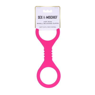 sex mischief small hot pink silicone cuffs hot pink small restraints