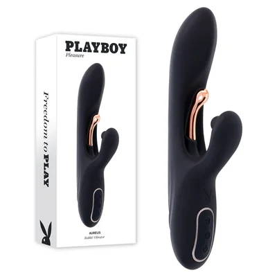 playboy pleasure aureus black 227 cm usb rechargeable rabbit vibrator with internal flicker