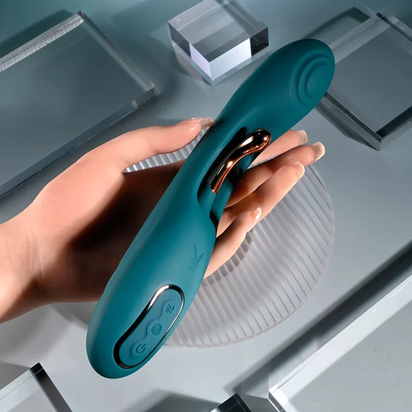 Playboy Pleasure AURELIE - Green 22.7 cm USB Rechargeable Vibrator with Internal Flicker — image 7 of 9