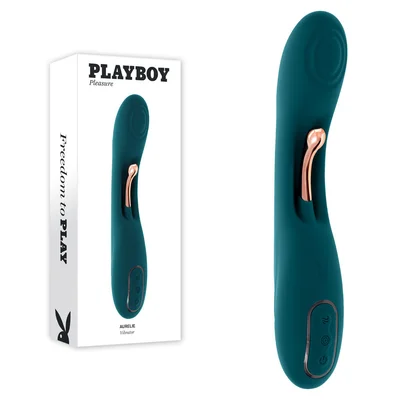 playboy pleasure aurelie green 227 cm usb rechargeable vibrator with internal flicker