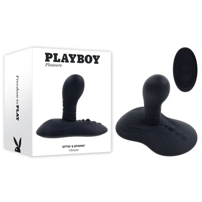playboy pleasure sittin spinnin black usb rechargeable spinning vibrator grinder pad with remote