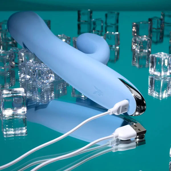 Playboy Pleasure UP AND AWAY - Blue 26.7 cm USB Rechargeable Rabbit Vibrator — image 9 of 9