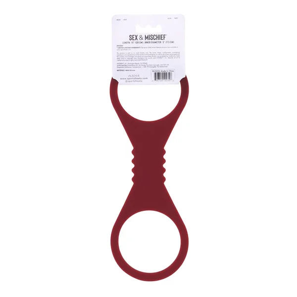 Sex & Mischief Enchanted Large Silicone Cuffs - Burgundy Large Restraints — image 8 of 8