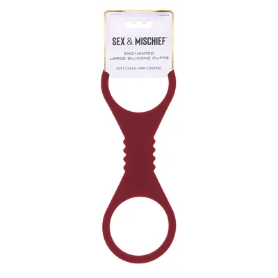 sex mischief enchanted large silicone cuffs burgundy large restraints