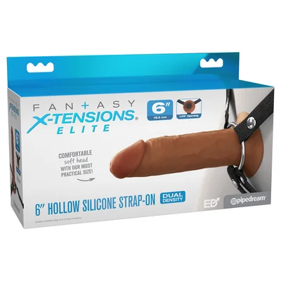 fx elite 6 silicone hollow strap on tan tan 152 cm hollow strap on
