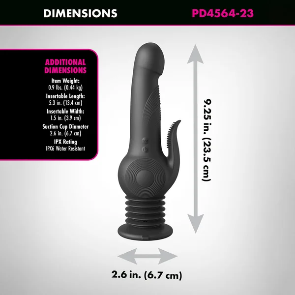 Fetish Fantasy Series Pogo Thruster - Black USB Rechargeable 23.5 cm Gyrating Rabbit Vibrator — image 3 of 8