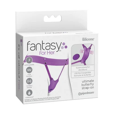 fantasy for her ultimate butterfly strap on purple usb rechargeable strap on stimulator