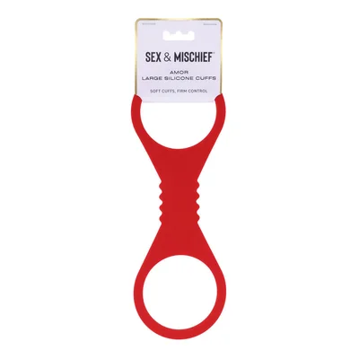sex mischief amor large silicone cuffs red large restraints