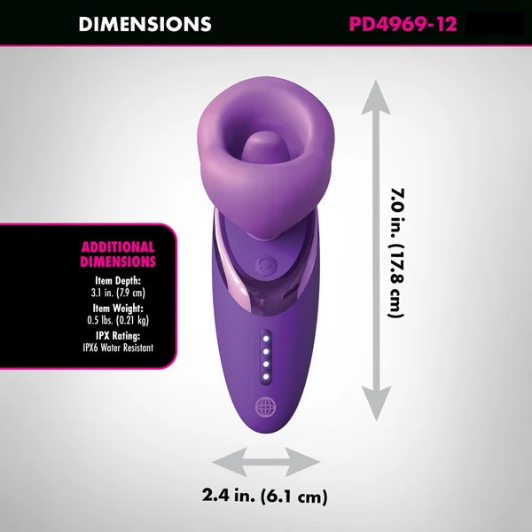 Fantasy For Her Pleasure Sucker - Purple USB Rechargeable Sucking, Licking & Vibrating Stimulator — image 3 of 8