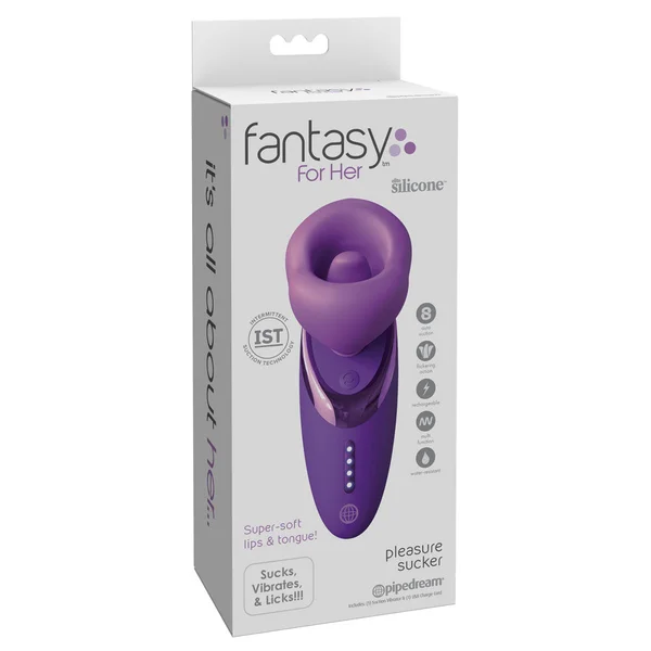 Fantasy For Her Pleasure Sucker - Purple USB Rechargeable Sucking, Licking & Vibrating Stimulator — image 8 of 8