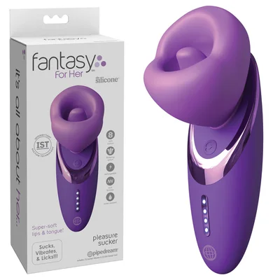 fantasy for her pleasure sucker purple usb rechargeable sucking licking vibrating stimulator
