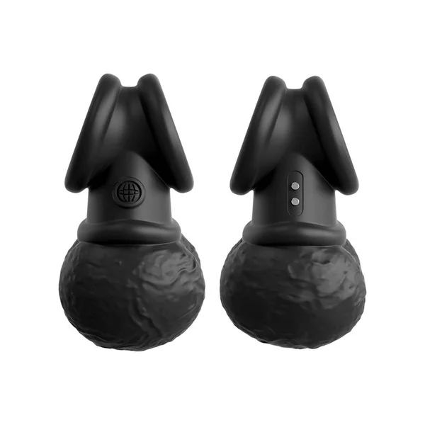 King Cock Elite The Crown Jewels Vibrating Silicone Balls - Black USB Rechargeable Vibrating Cock Ring — image 6 of 9