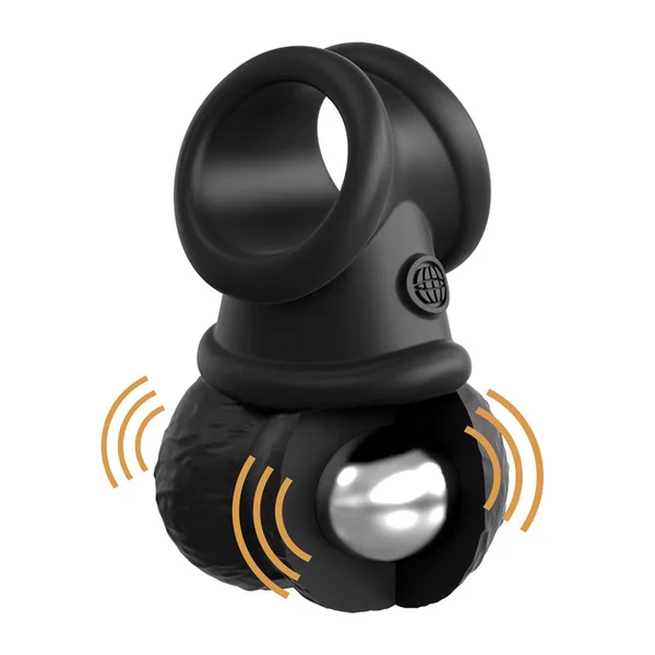 King Cock Elite The Crown Jewels Vibrating Silicone Balls - Black USB Rechargeable Vibrating Cock Ring — image 8 of 9