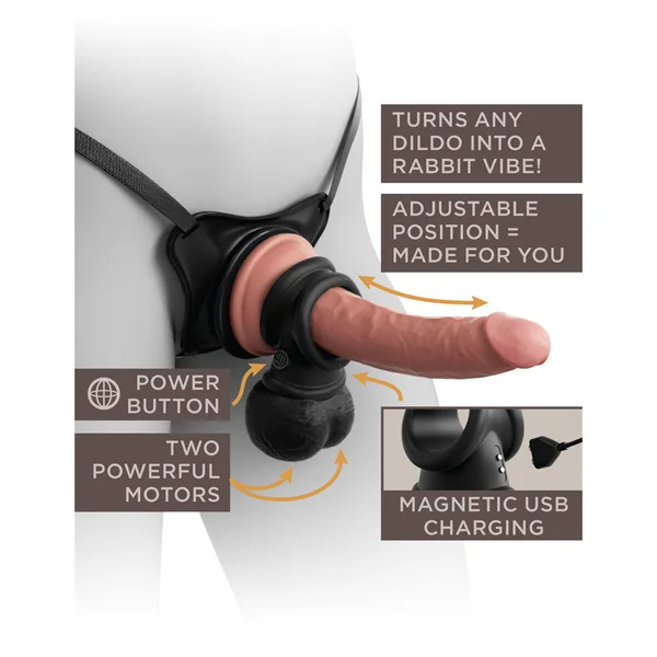 King Cock Elite The Crown Jewels Vibrating Silicone Balls - Black USB Rechargeable Vibrating Cock Ring — image 9 of 9