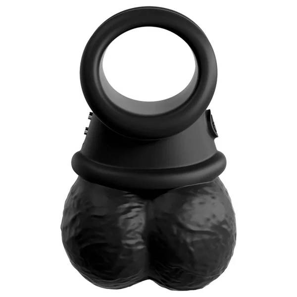 King Cock Elite The Crown Jewels Vibrating Silicone Balls - Black USB Rechargeable Vibrating Cock Ring — image 7 of 9