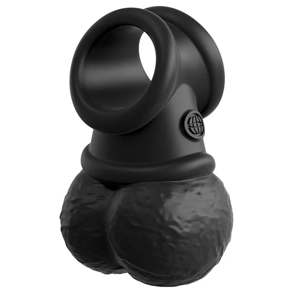 King Cock Elite The Crown Jewels Vibrating Silicone Balls - Black USB Rechargeable Vibrating Cock Ring — image 3 of 9