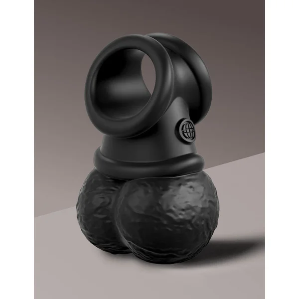 King Cock Elite The Crown Jewels Vibrating Silicone Balls - Black USB Rechargeable Vibrating Cock Ring — image 5 of 9