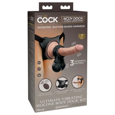 king cock elite ultimate vibrating silicone body dock kit body dock strap on harness with 178 cm vibrating dong vibrating balls