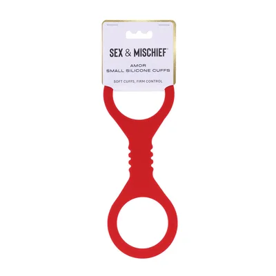 sex mischief amor small silicone cuffs red small restraints