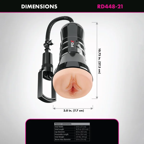 PDX Wet Pussies Super Sucker XXL Stroker - Flesh - Flesh Vagina Stroker with Suction Pump — image 7 of 8