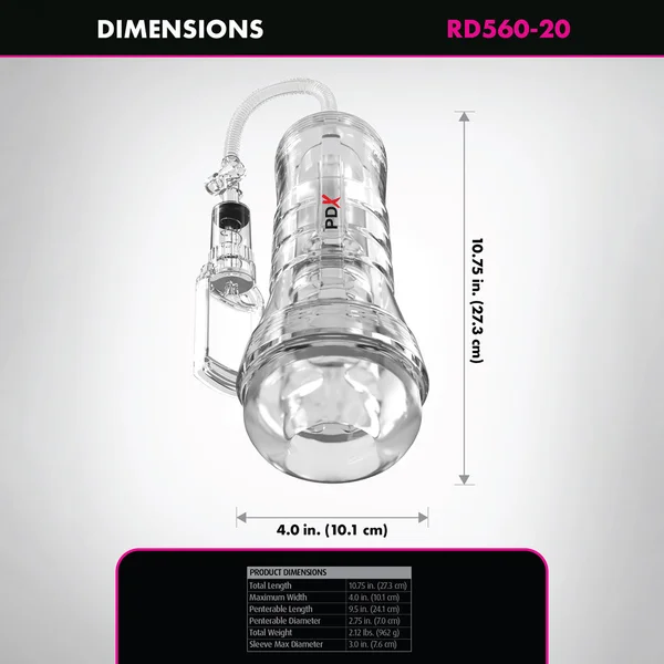 PDX Elite ViewTube Vac XXL Pump Stroker - Clear Vagina Stroker with Suction Pump — image 6 of 7