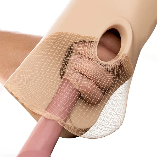 PDX Plus Double Pounder Vibrating Squeeze Stroker - Flesh - Flesh USB Rechargeable Vibrating Vagina Stroker — image 3 of 8