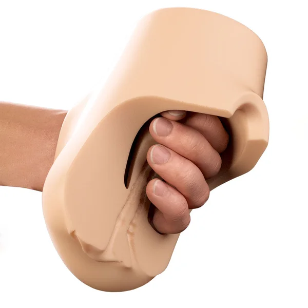 PDX Plus Double Pounder Vibrating Squeeze Stroker - Flesh - Flesh USB Rechargeable Vibrating Vagina Stroker — image 2 of 8