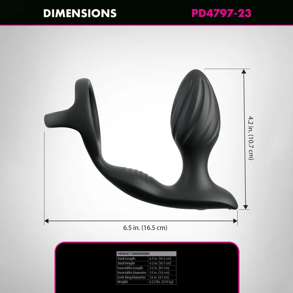 Anal Fantasy Elite Ass-Gasm Gyro-Milk Pro - Black USB Rechargeable Gyrating Butt Plug with Cock Ring — image 4 of 5