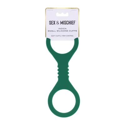 sex mischief indica small silicone cuffs green small restraints