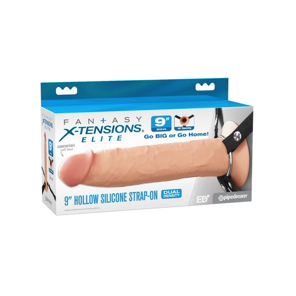 Fantasy X-Tensions Elite 9'' Silicone Hollow Strap-On - Flesh - Flesh 22.9 cm Hollow Strap-On — image 9 of 9