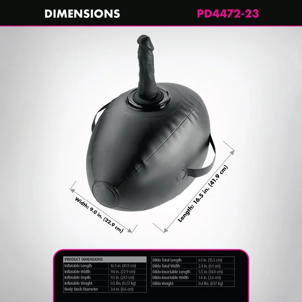 Fetish Fantasy Series Body Dock Inflatable Love Ball - Black Inflatable Cushion with Black 15.2 cm Dildo — image 6 of 6