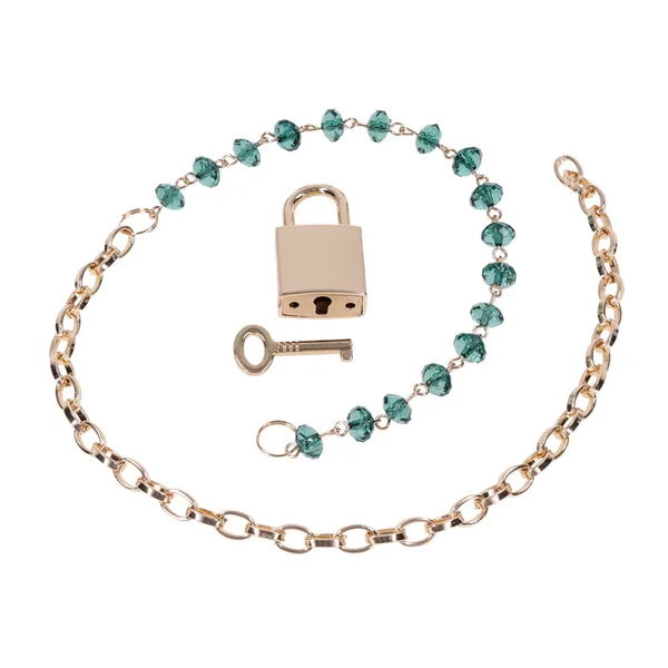Sex & Mischief Indica Crystal Day Collar - Gold/Emerald Lockable Collar — image 8 of 9