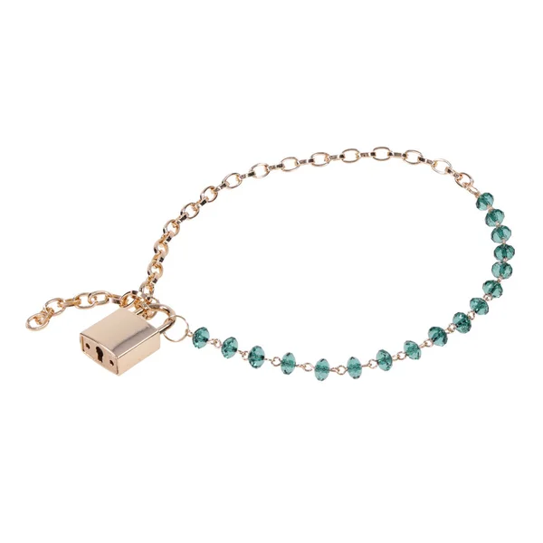 Sex & Mischief Indica Crystal Day Collar - Gold/Emerald Lockable Collar — image 6 of 9