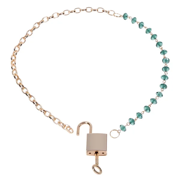 Sex & Mischief Indica Crystal Day Collar - Gold/Emerald Lockable Collar — image 7 of 9